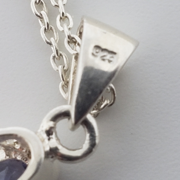 "RARE" 3 Stone Purple Tourmaline in Solid Stamped Sterling Silver Necklace - Picture 6 of 12